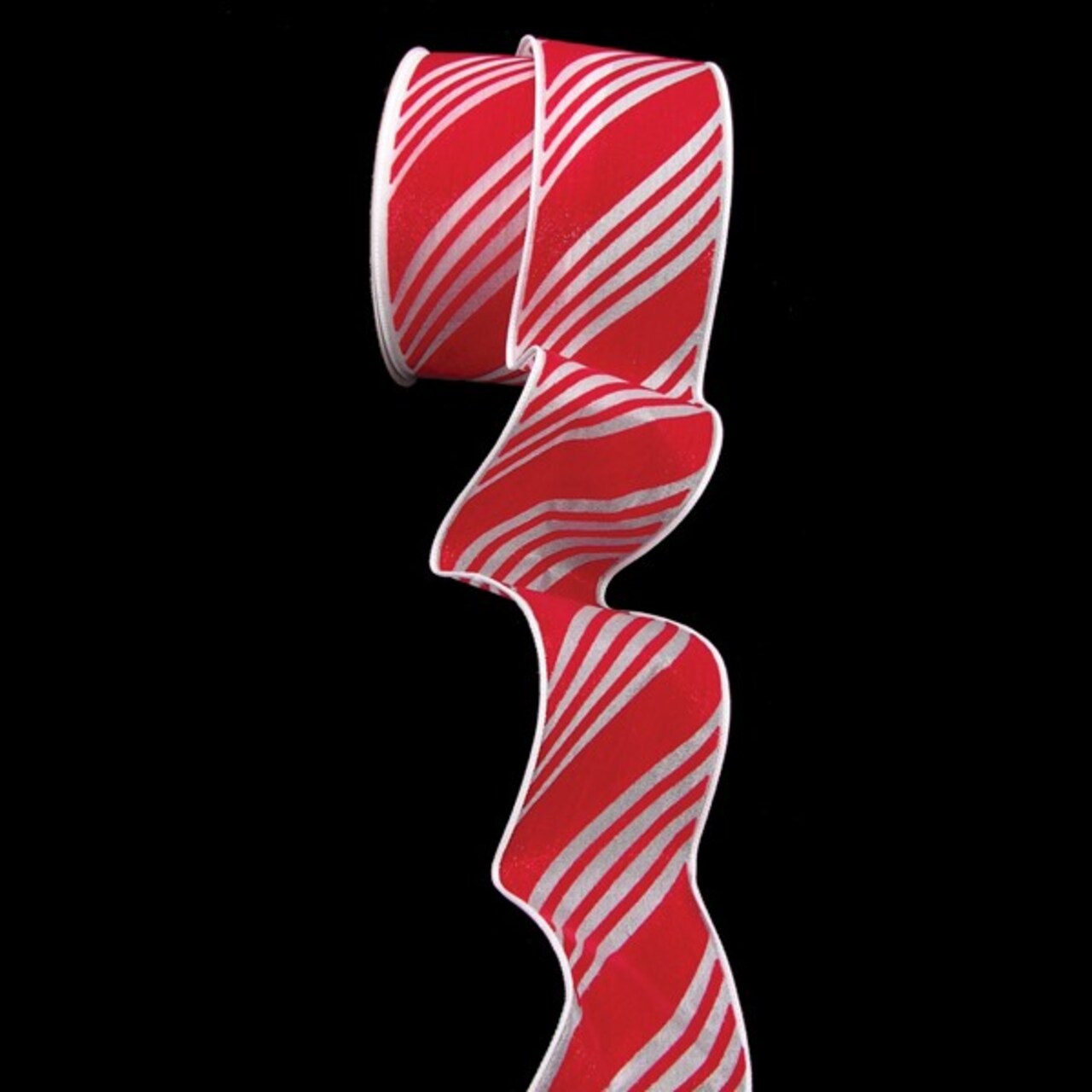 The Ribbon People Red and White Candy Cane Striped Christmas Wired Craft Ribbon 2.5" x 20 Yards